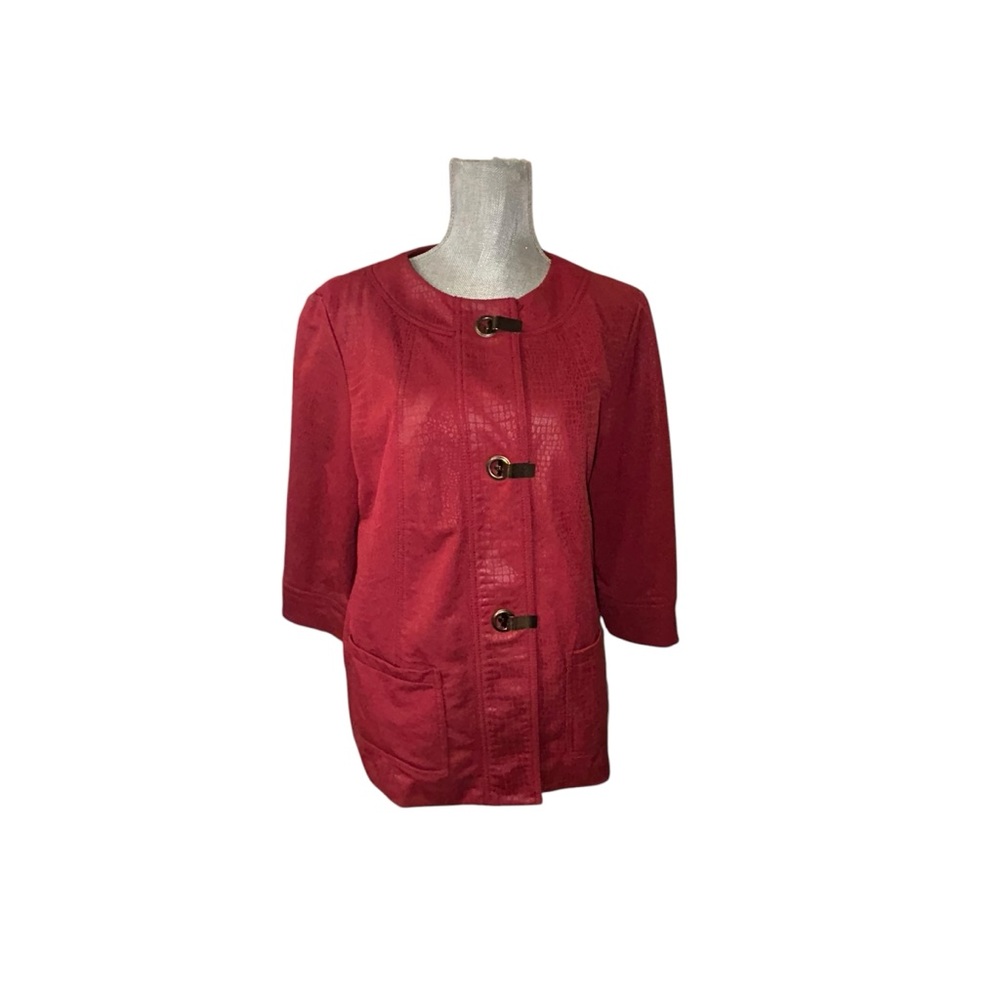 Ruby Rd Red Women's Lightweight Textured Jacket‎ Sz 12